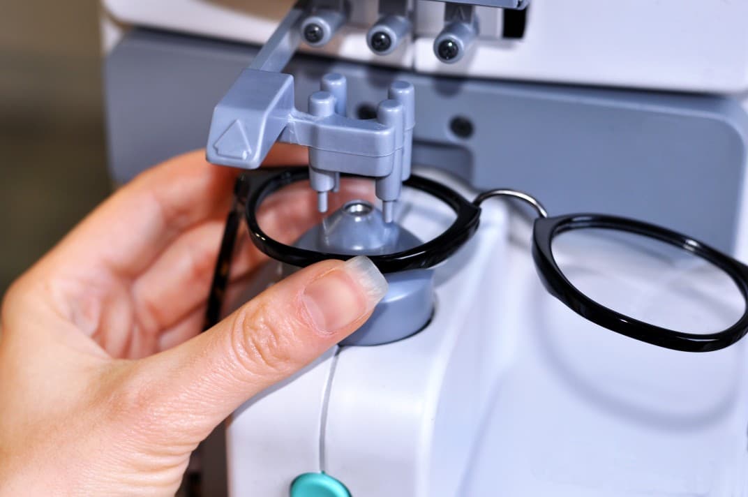 Checking glasses on lensometer